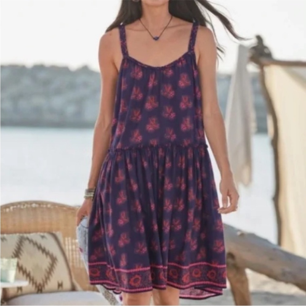 Sundance Rama Boho Cotton Braided Strap Dress Size Medium